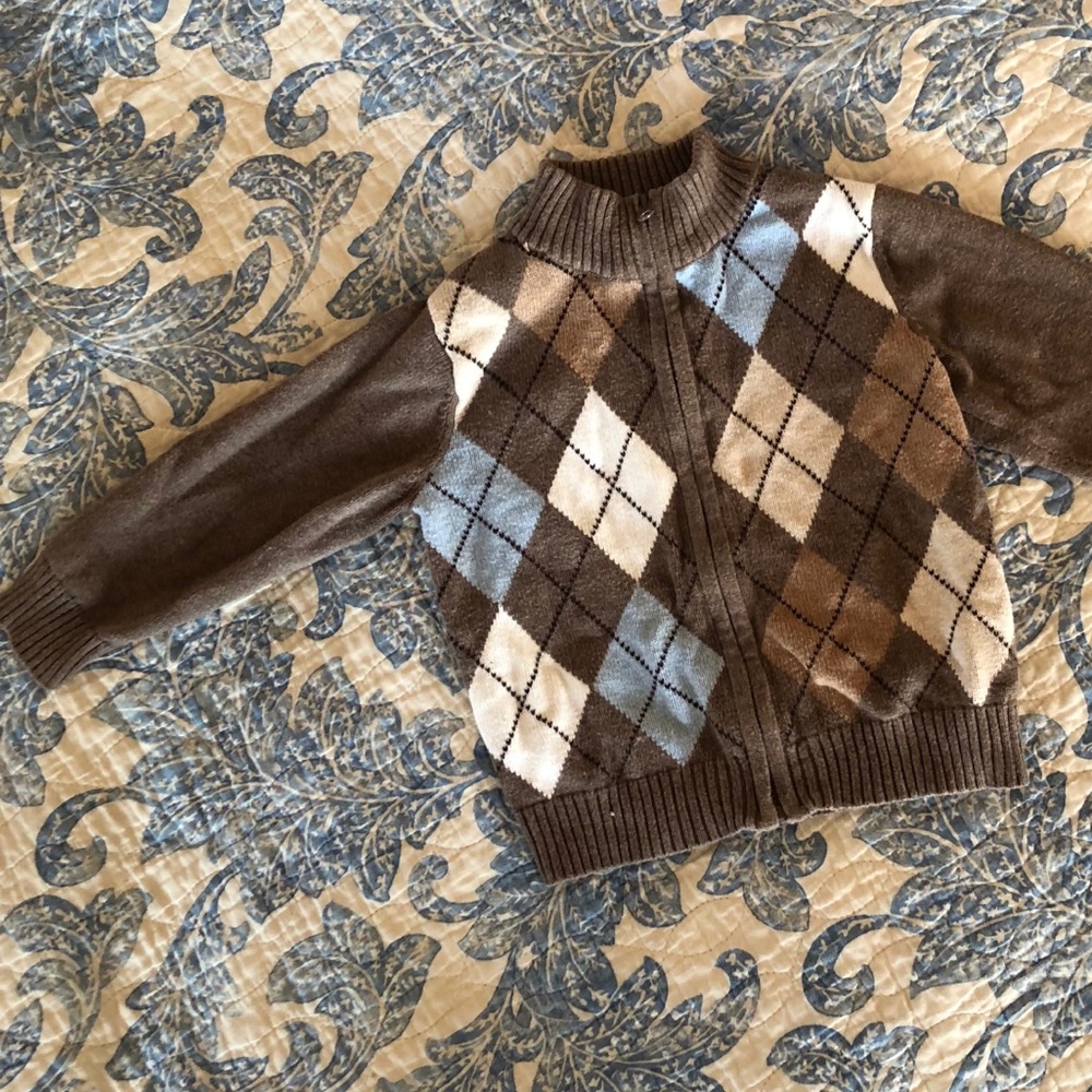 Argyle,zip up, sweater